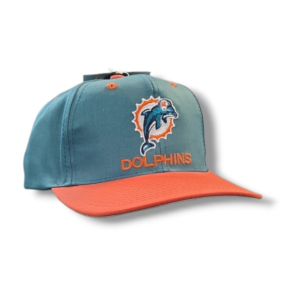 Vintage NFL Miami Dolphins Snap Back Green & Orange Game Day Hat Cap NWT  Flaws
